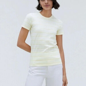 New Everlane Organic Cotton Tee Shirt Yellow Stripe